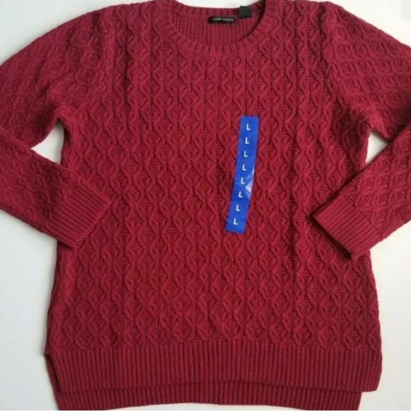 Jeanne Pierre Womens Cotton Textured Sweater Fall Red - Picture 1 of 8